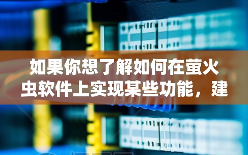 如果你想了解如何在萤火虫软件上实现某些功能,建议直接咨询相关软件的开发者或社区,确保行为符合法律法规。另外,使用翻墙软件也可能会带来隐私泄露和安全风险,因此需要谨慎对待